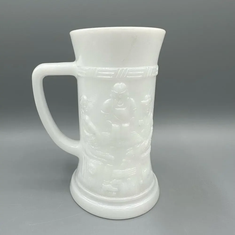 Vintage Beer Stein Style Federal Milkglass Tankard set of 2
